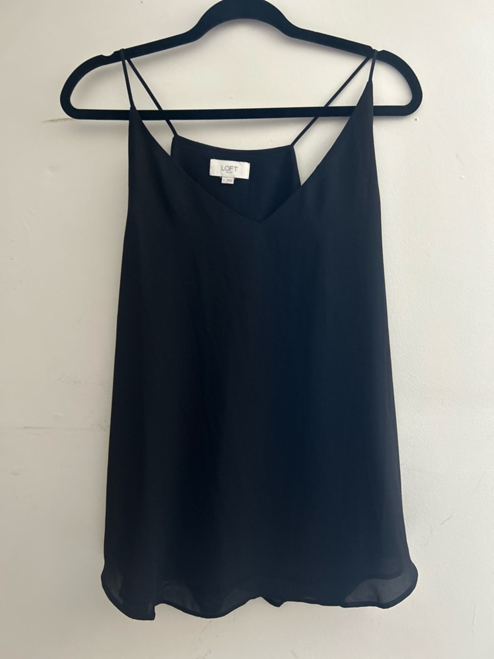Loft Outlet Black Double Strappy V-Neck Cami Tank Top L